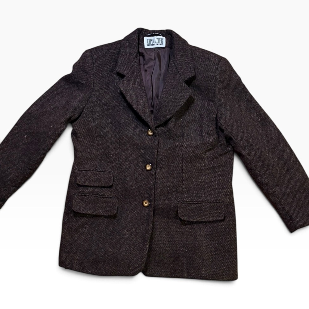 Character Suburbanwear Vintage Brown Wool Tweed Blazer Jacket Size 18 Greece